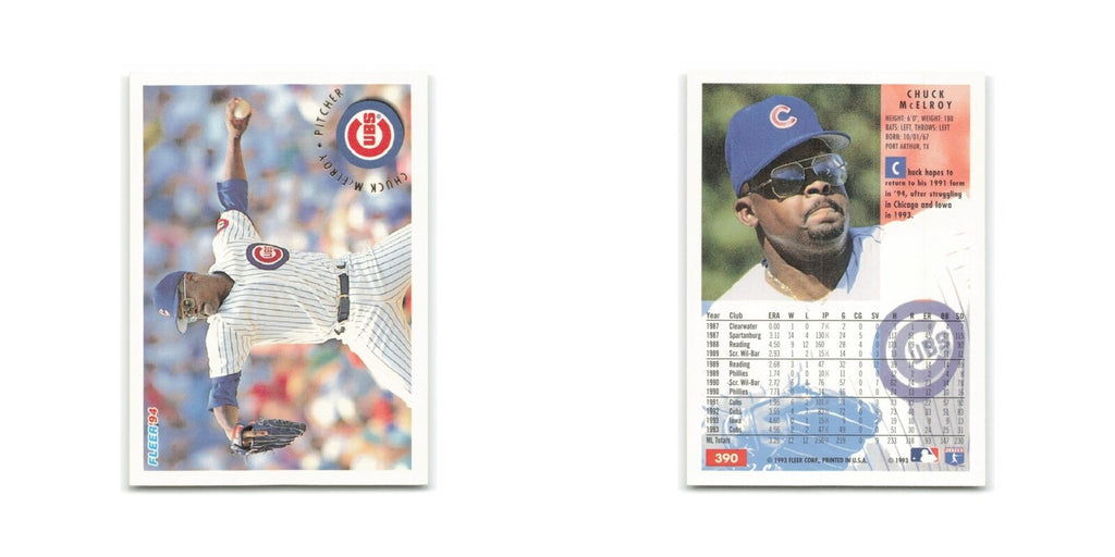 Chuck McElroy 1994 Fleer #390 Chicago Cubs Baseball Card NM