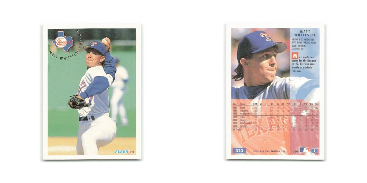 Matt Whiteside 1994 Fleer #323 Texas Rangers Baseball Card NM