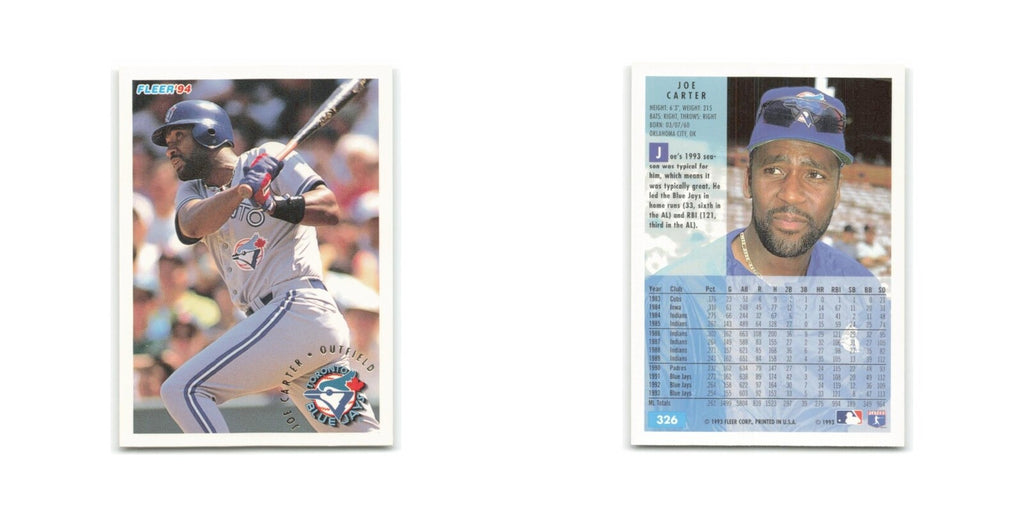 Joe Carter 1994 Fleer #326 Toronto Blue Jays Baseball Card NM