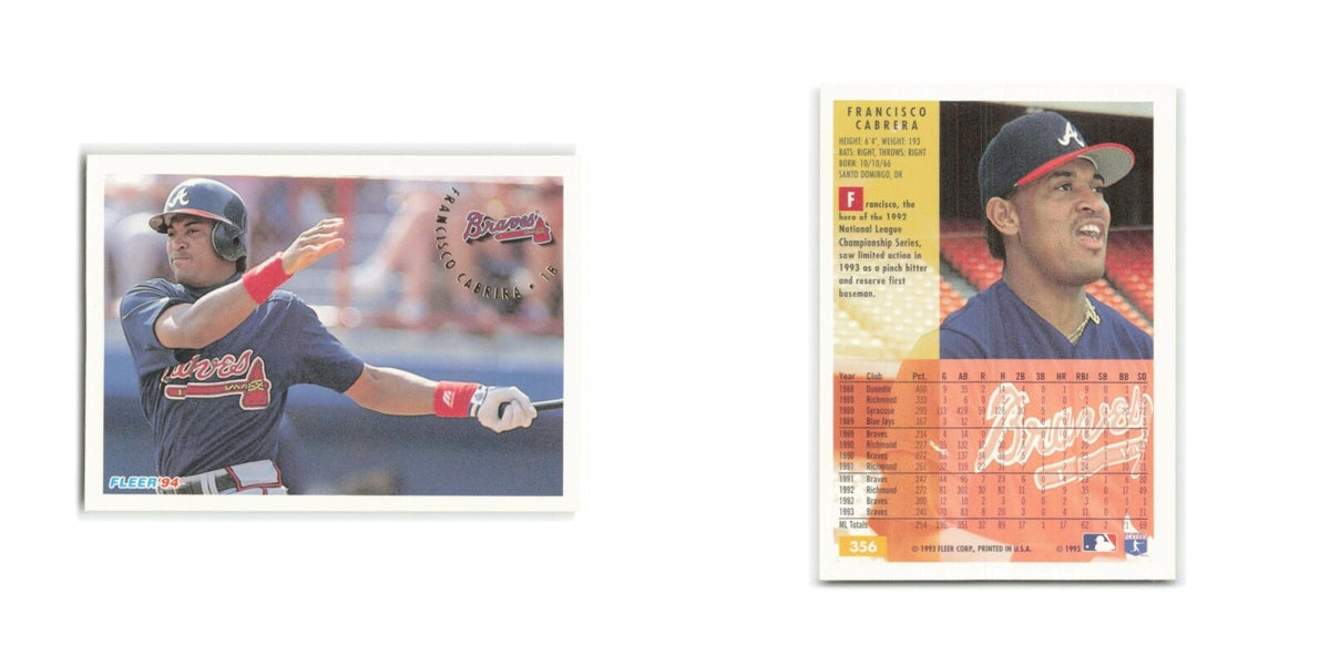 Francisco Cabrera 1994 Fleer #356 Atlanta Braves Baseball Card NM