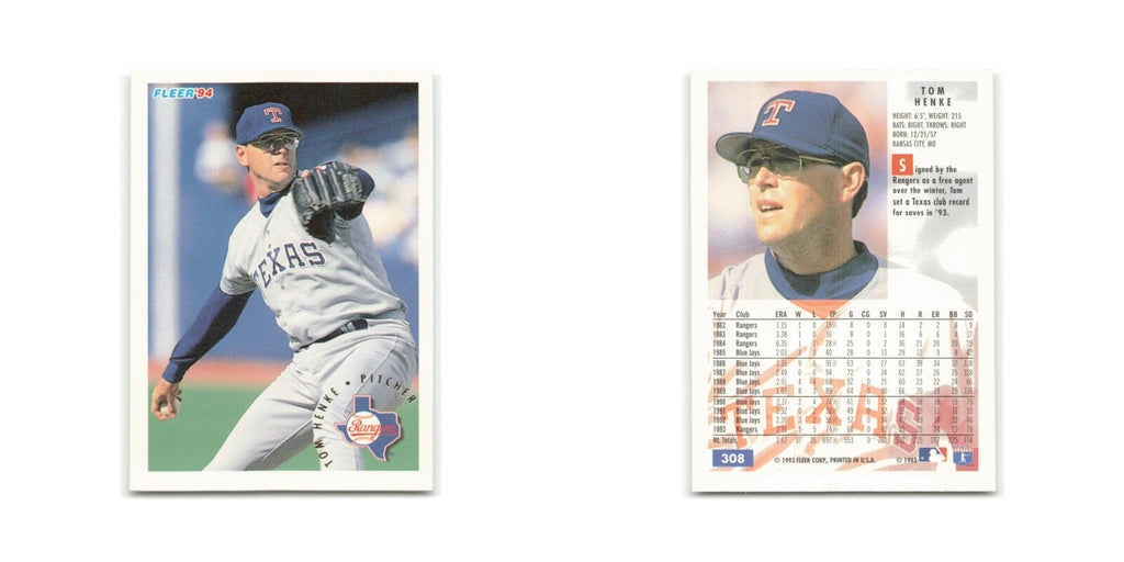 Tom Henke 1994 Fleer #308 Texas Rangers Baseball Card NM
