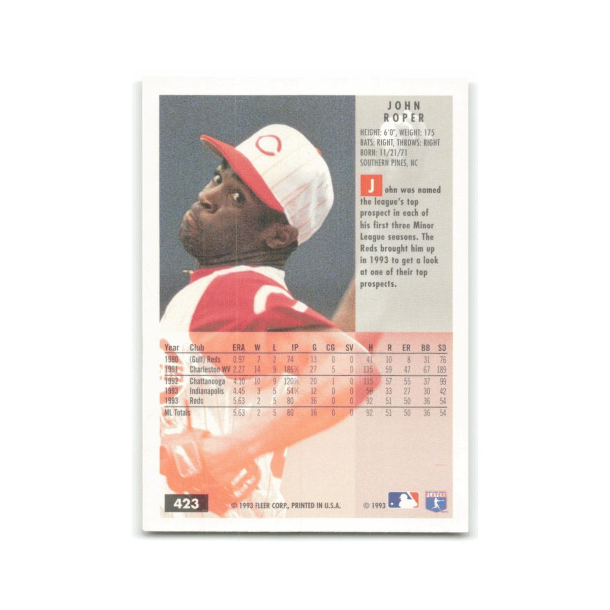 John Roper 1994 Fleer #423 Cincinnati Reds Baseball Card NM