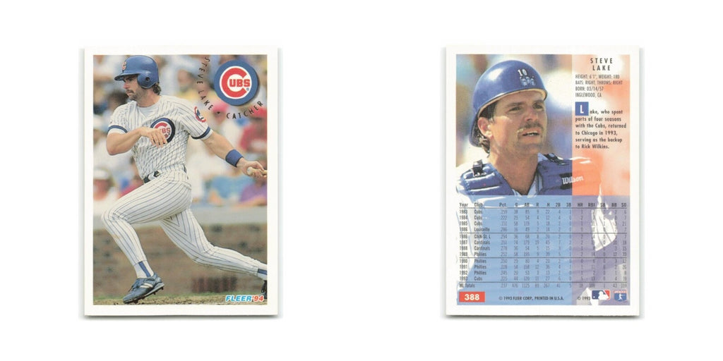 Steve Lake 1994 Fleer #388 Chicago Cubs Baseball Card NM
