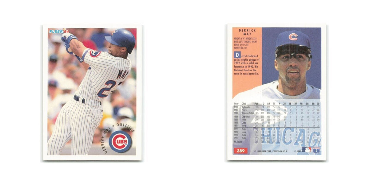 Derrick May 1994 Fleer #389 Chicago Cubs Baseball Card NM