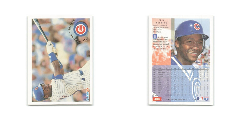 Eric Yelding 1994 Fleer #403 Chicago Cubs Baseball Card NM