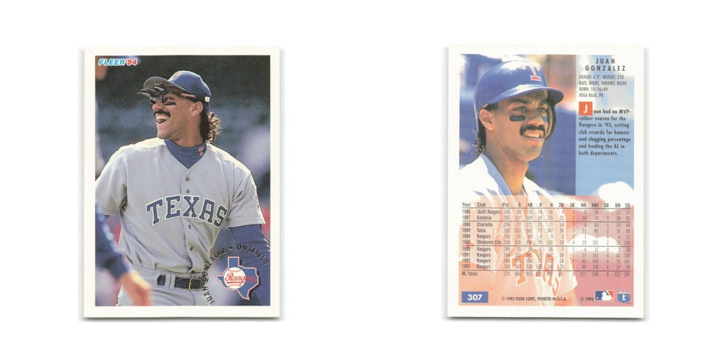 Juan Gonzalez 1994 Fleer #307 Texas Rangers Baseball Card NM
