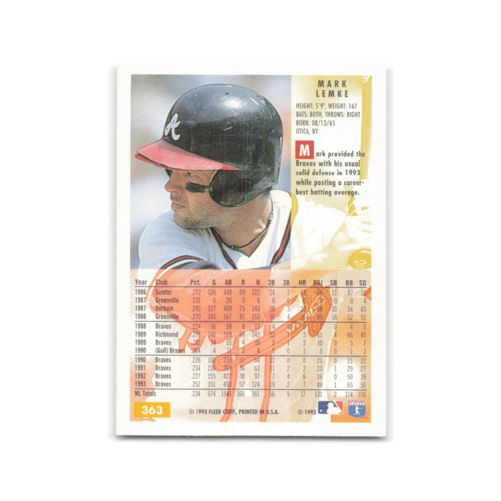 Mark Lemke 1994 Fleer #363 Atlanta Braves Baseball Card NM