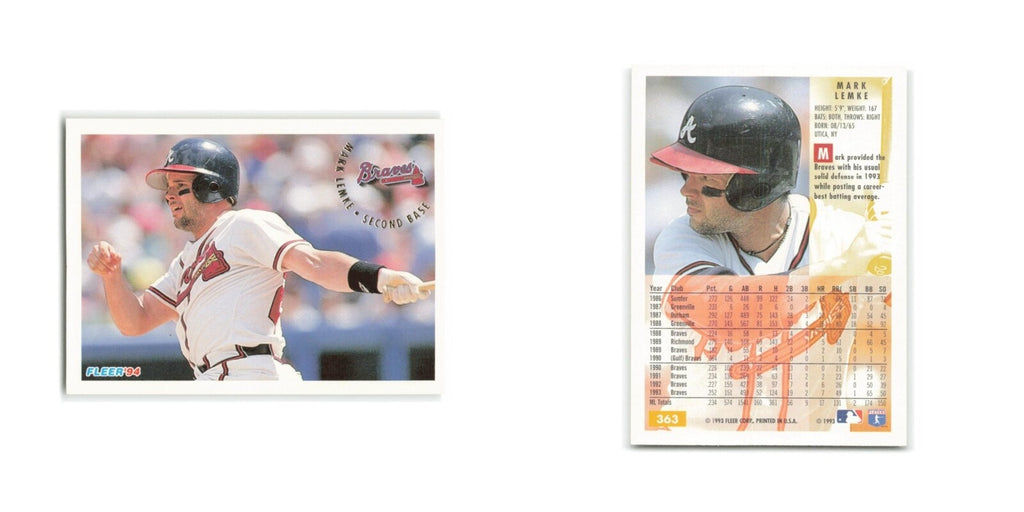 Mark Lemke 1994 Fleer #363 Atlanta Braves Baseball Card NM