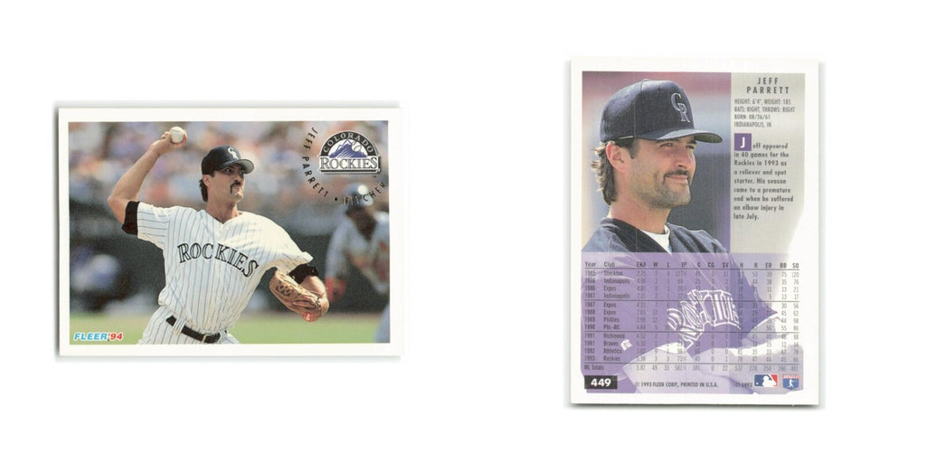 Jeff Parrett 1994 Fleer #449 Colorado Rockies Baseball Card NM
