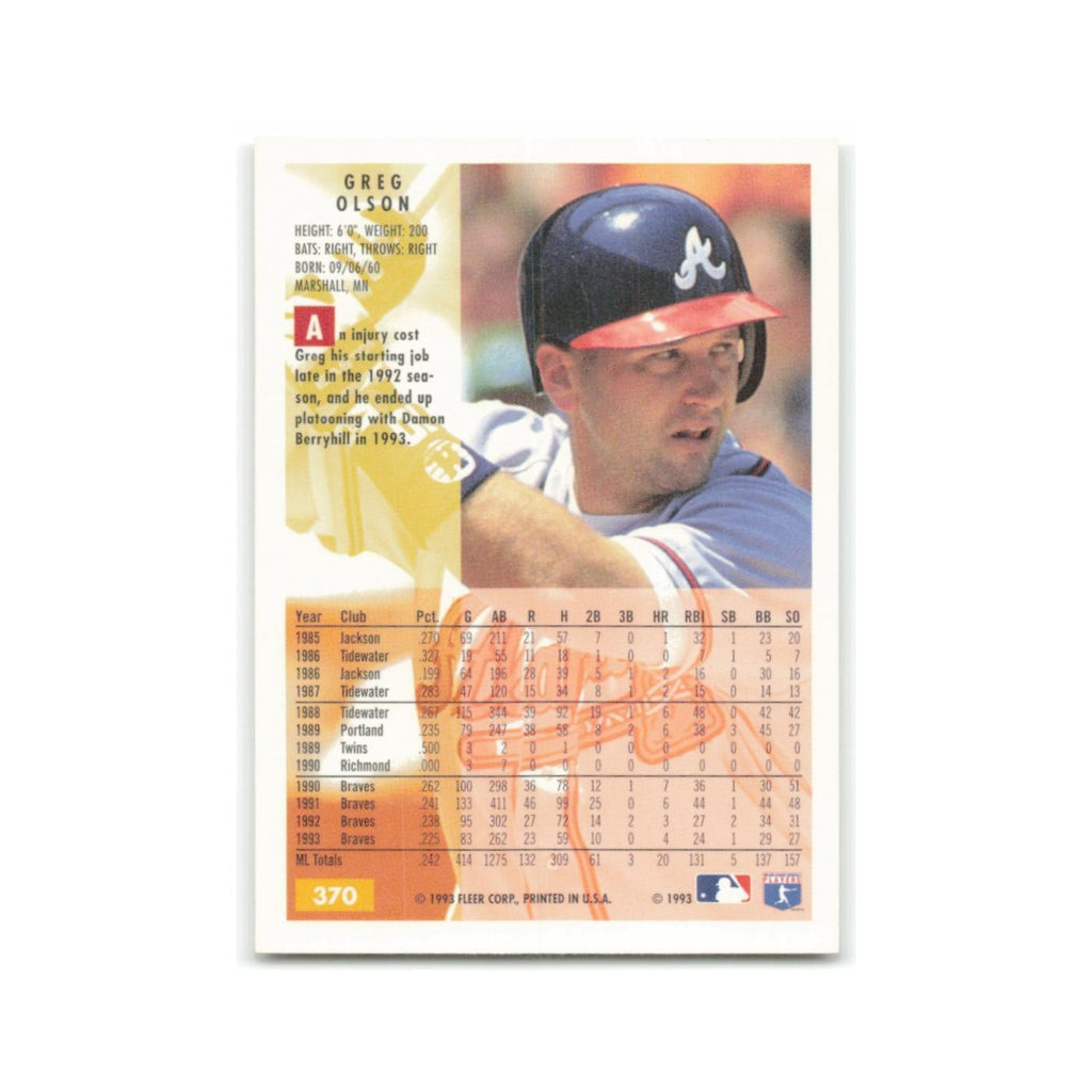 Greg Olson 1994 Fleer #370 Atlanta Braves Baseball Card NM