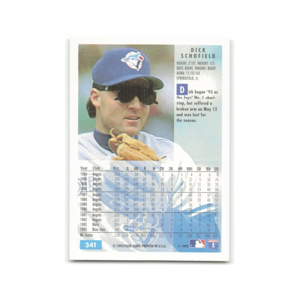Dick Schofield 1994 Fleer #341 Toronto Blue Jays Baseball Card NM