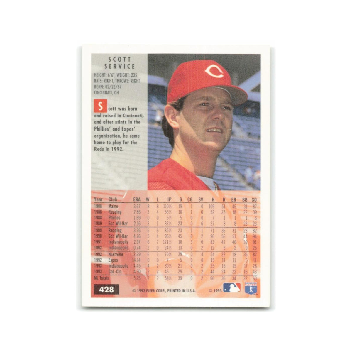 Scott Service 1994 Fleer #428 Cincinnati Reds Baseball Card NM