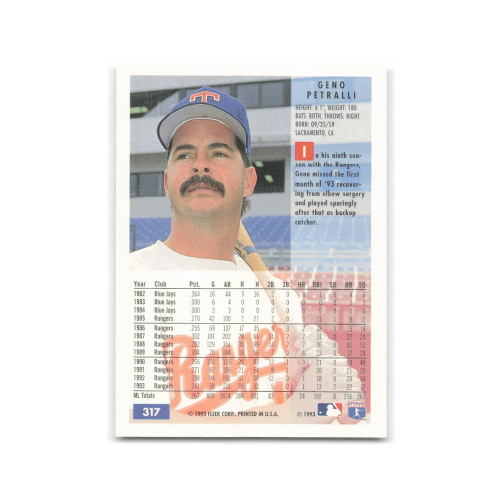 Geno Petralli 1994 Fleer #317 Texas Rangers Baseball Card NM