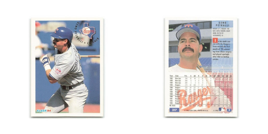 Geno Petralli 1994 Fleer #317 Texas Rangers Baseball Card NM