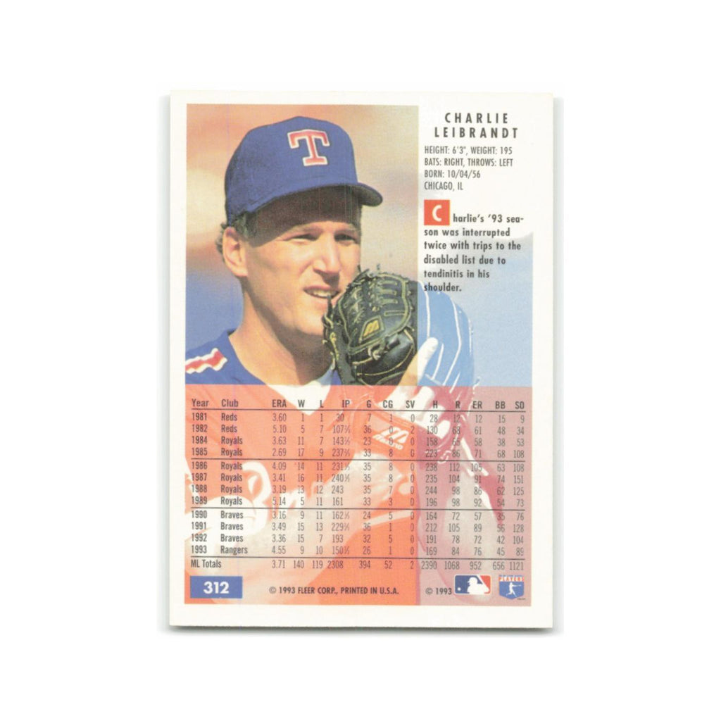Charlie Leibrandt 1994 Fleer #312 Texas Rangers Baseball Card NM