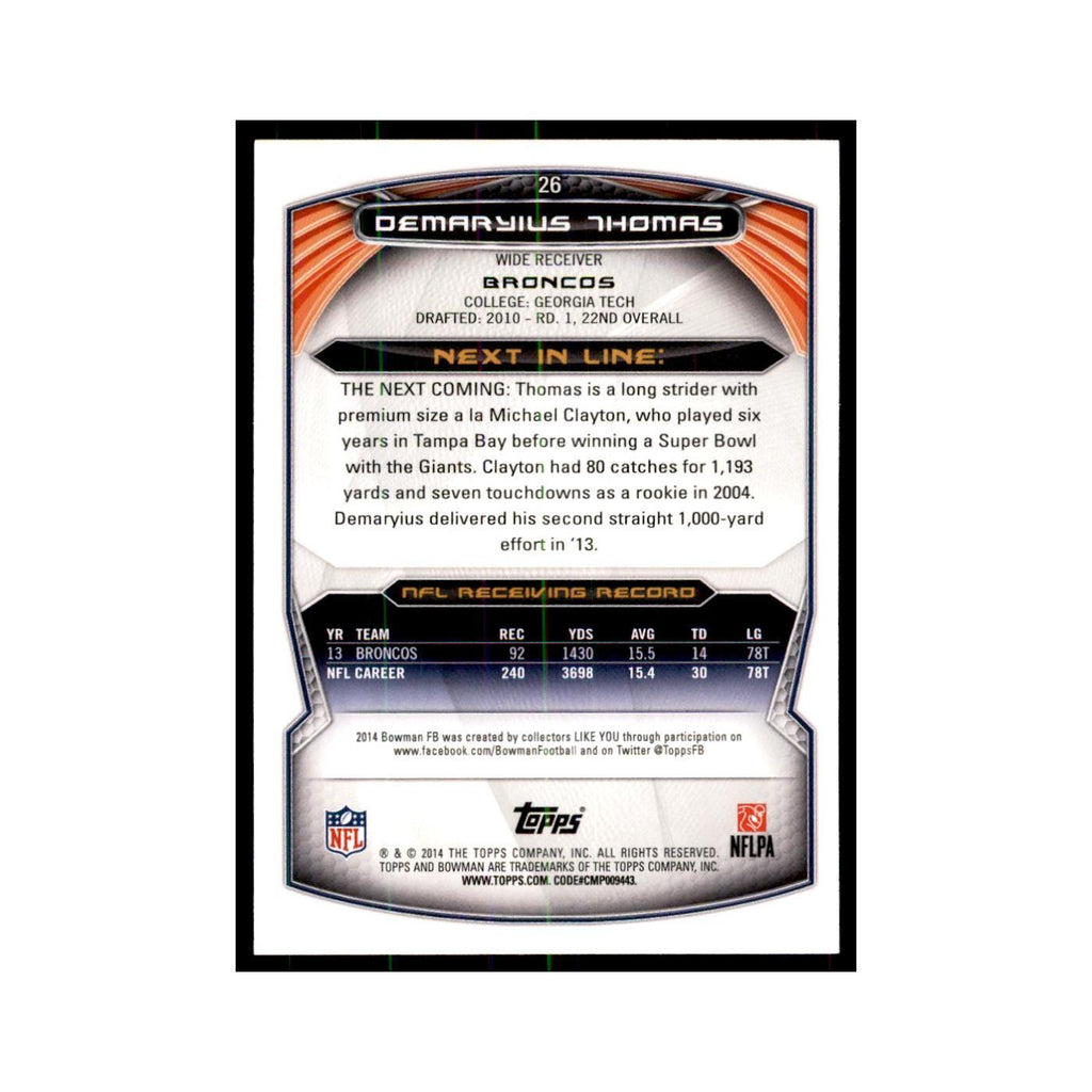 2014 Bowman Demaryius Thomas Football Cards #26