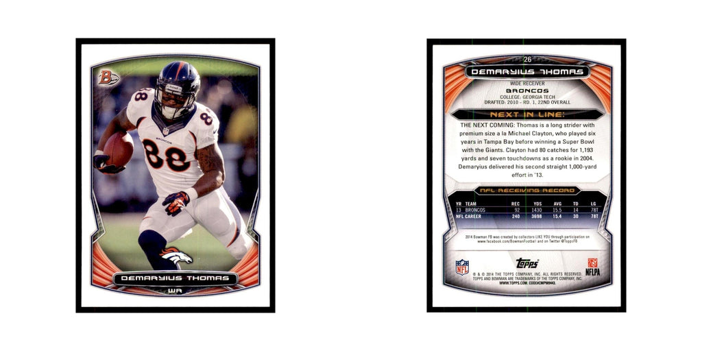 2014 Bowman Demaryius Thomas Football Cards #26