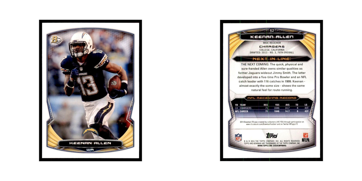 2014 Bowman Keenan Allen Football Cards #62