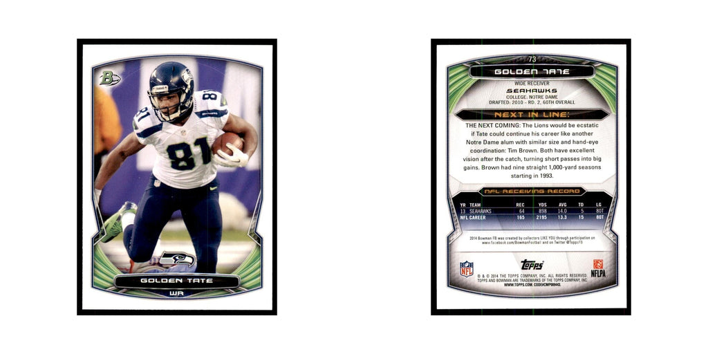 2014 Bowman Golden Tate Football Cards #73