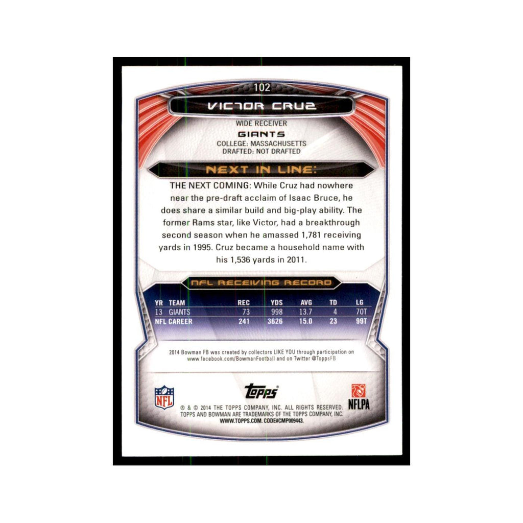 2014 Bowman Victor Cruz Football Cards #102