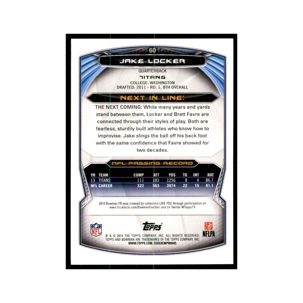 2014 Bowman Jake Locker Football Cards #60