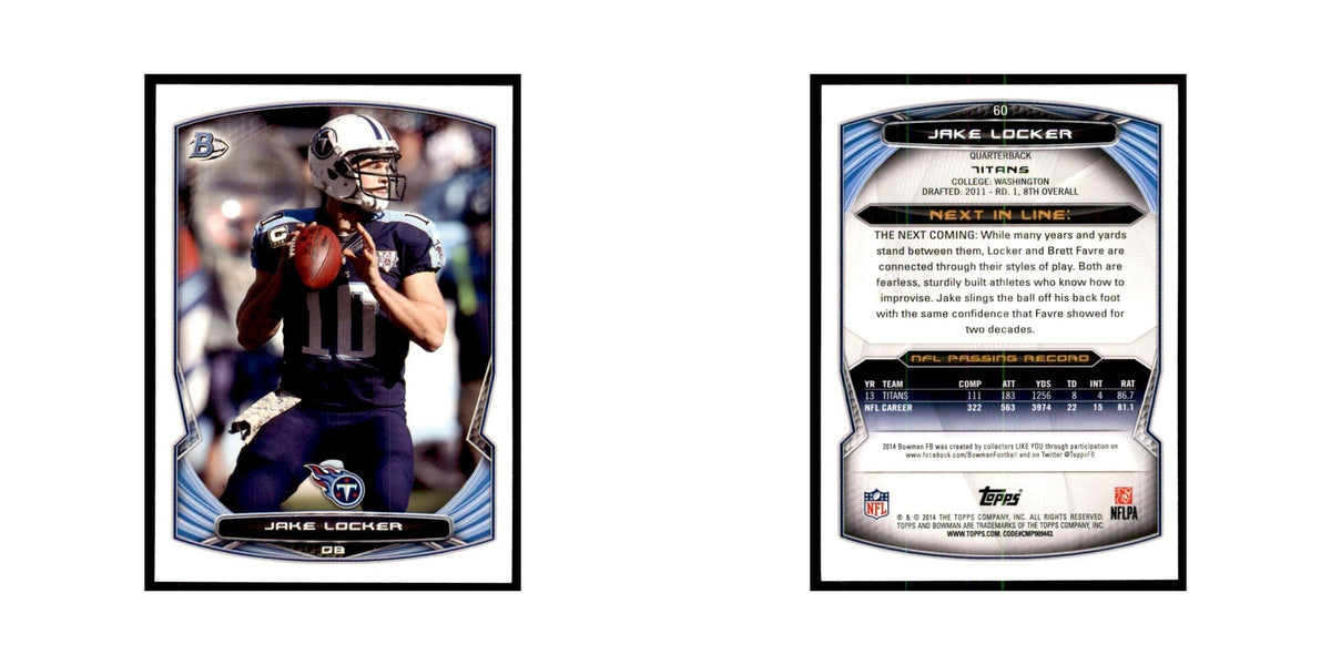 2014 Bowman Jake Locker Football Cards #60