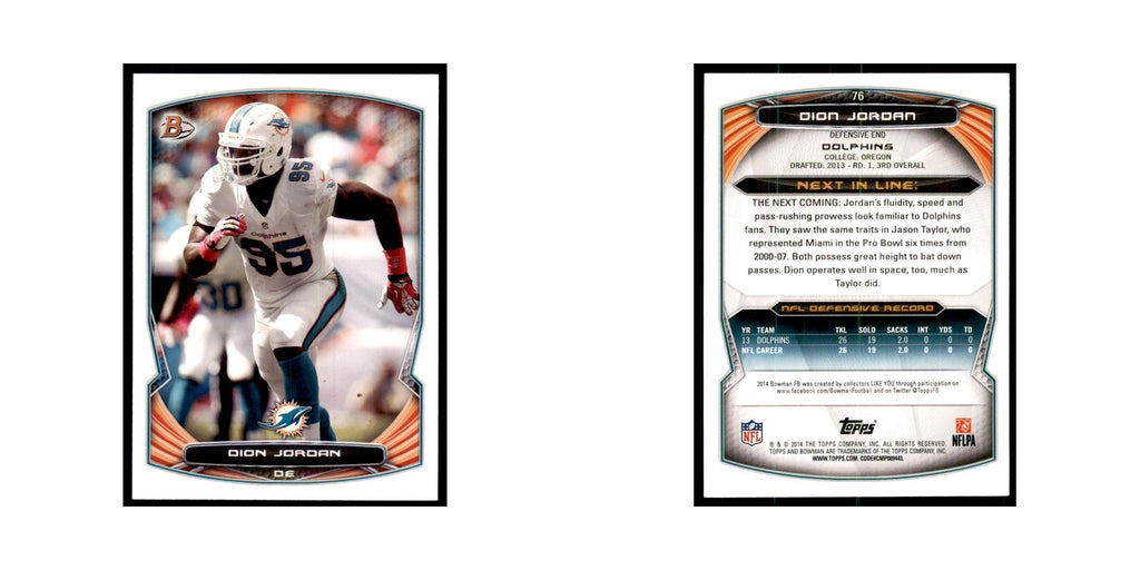 2014 Bowman Dion Jordan Football Cards #76