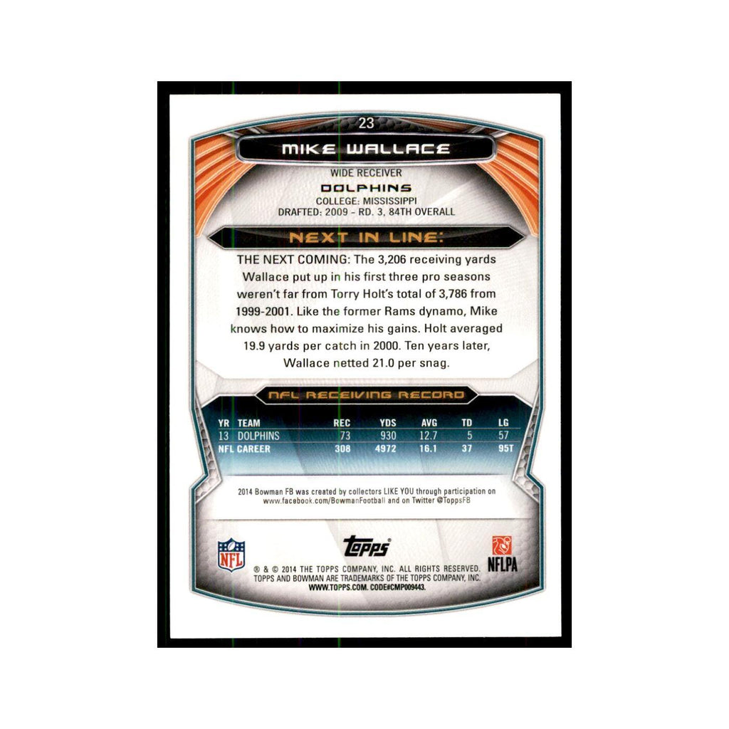 2014 Bowman Mike Wallace Football Cards #23