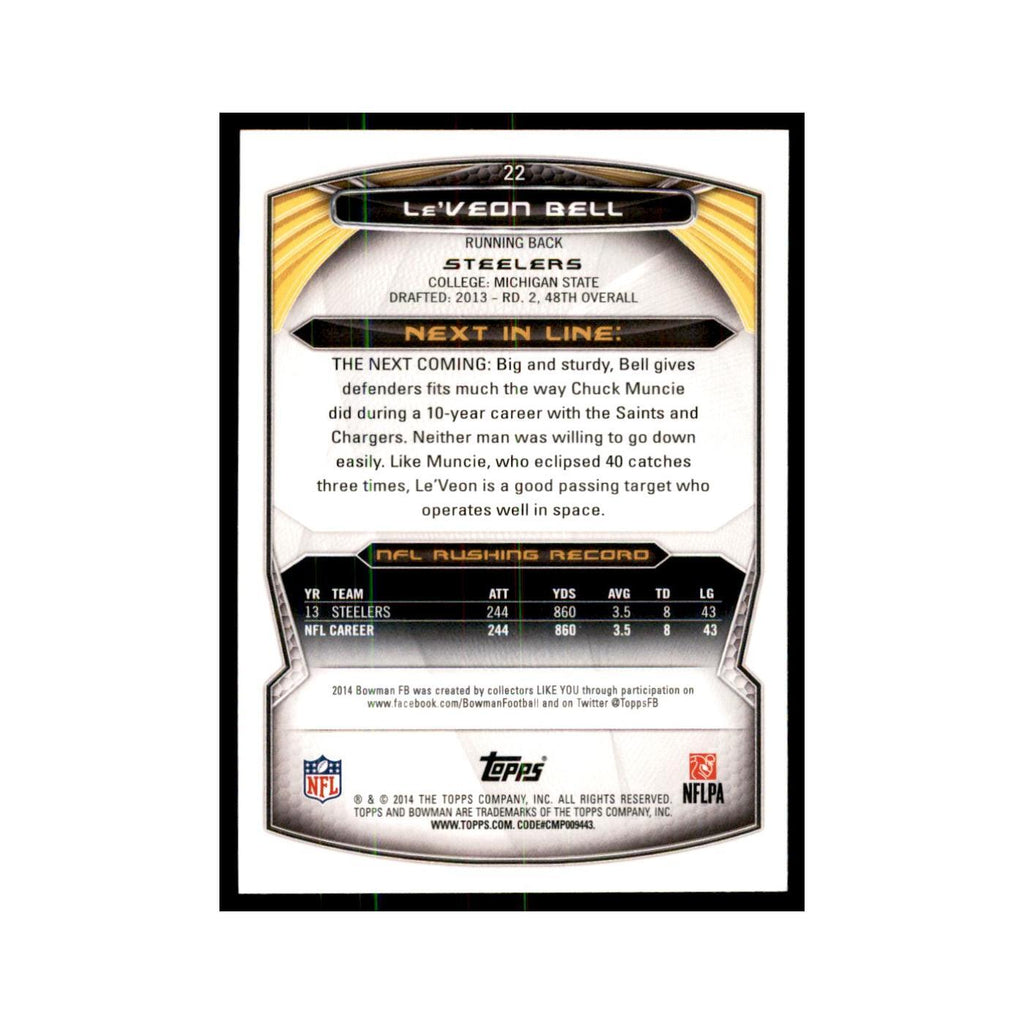 2014 Bowman Le'Veon Bell Football Cards #22