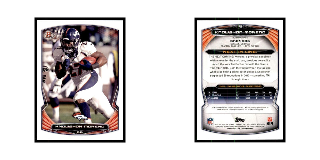 2014 Bowman Knowshon Moreno Football Cards #75