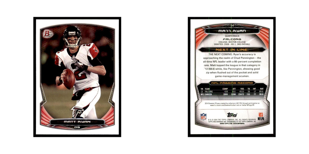2014 Bowman Matt Ryan Football Cards #54