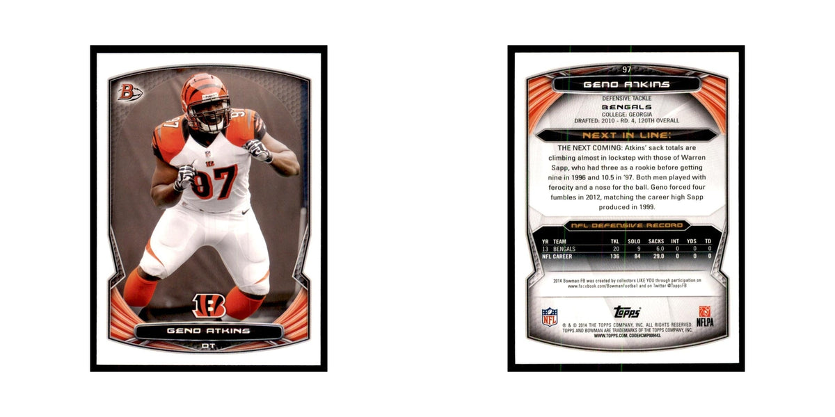 2014 Bowman Geno Atkins Football Cards #97