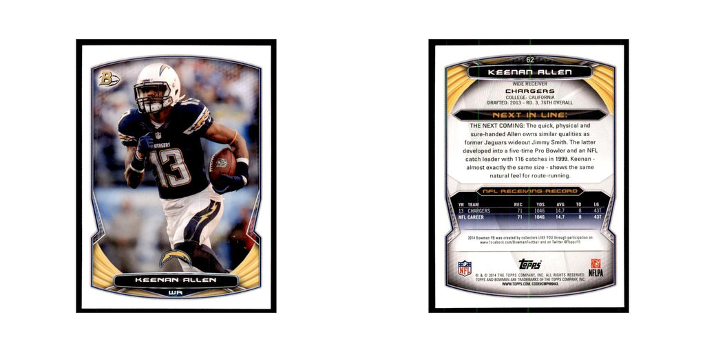 2014 Bowman Keenan Allen Football Cards #62