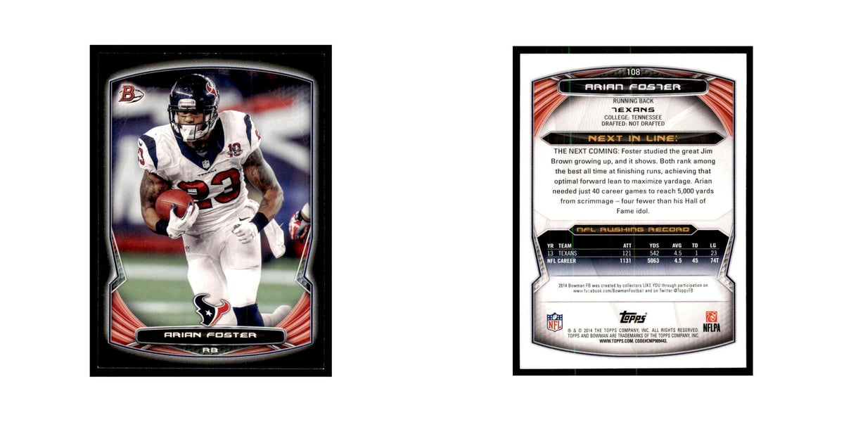 2014 Bowman Arian Foster Football Cards #108