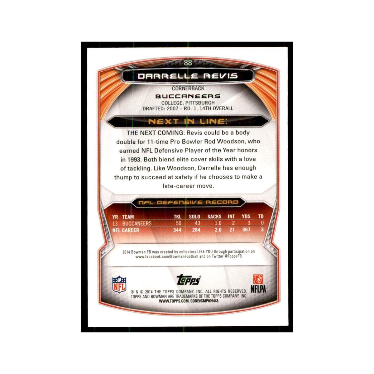 2014 Bowman Darrelle Revis Football Cards #88