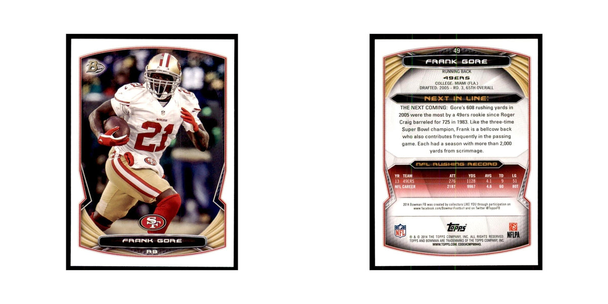 2014 Bowman Frank Gore Football Cards #49