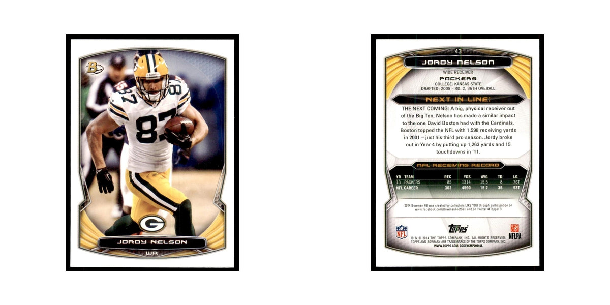 2014 Bowman Jordy Nelson Football Cards #43