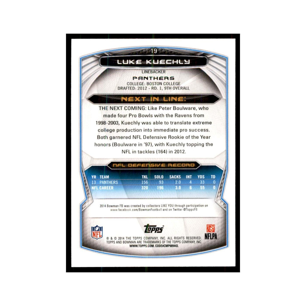 2014 Bowman Luke Kuechly Football Cards #19