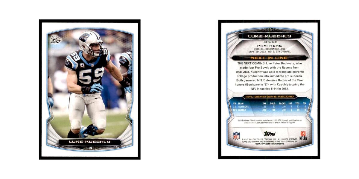 2014 Bowman Luke Kuechly Football Cards #19