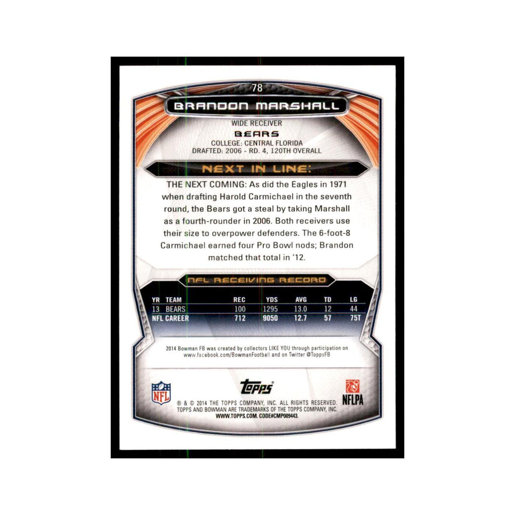 2014 Bowman Brandon Marshall Football Cards #78