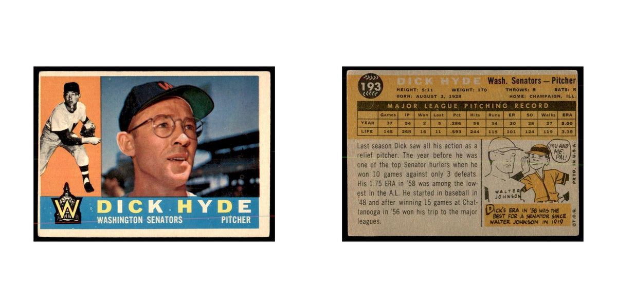 1960 Topps Dick Hyde Baseball Cards #193