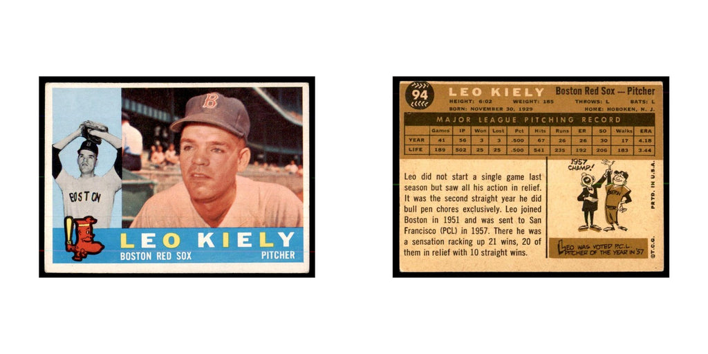 1960 Topps Leo Kiely Baseball Cards #94