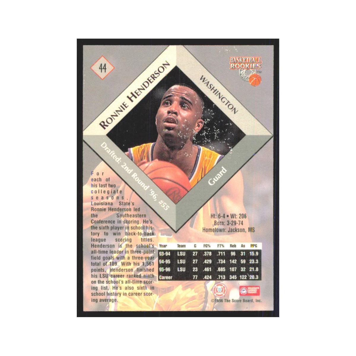 1996 Score Board Ronnie Henderson RC #44