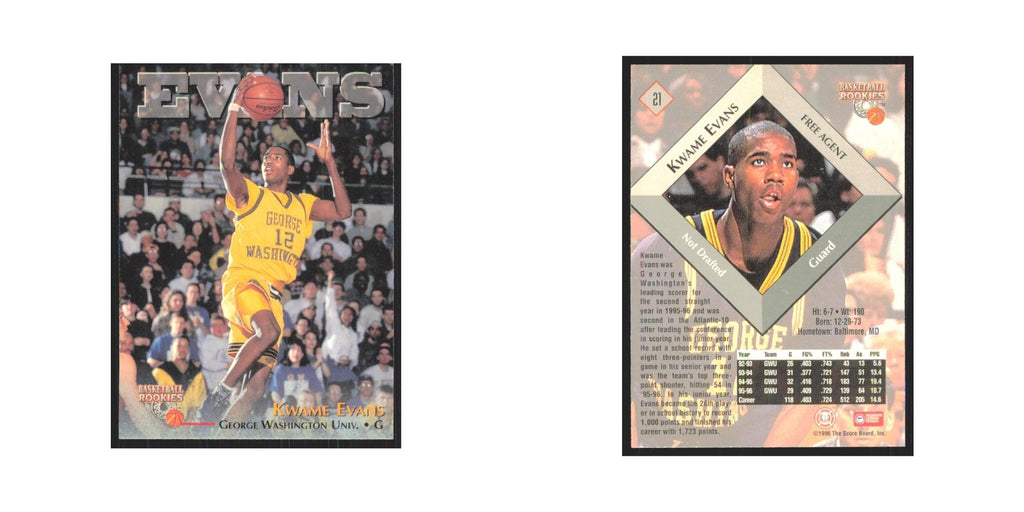 1996 Score Board Kwame Evans RC #21