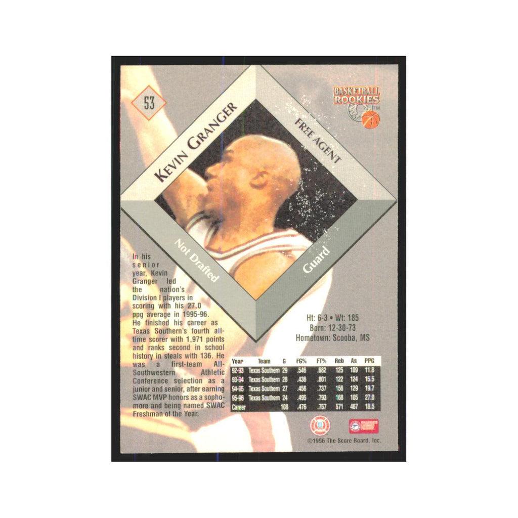 1996 Score Board Kevin Granger RC #53