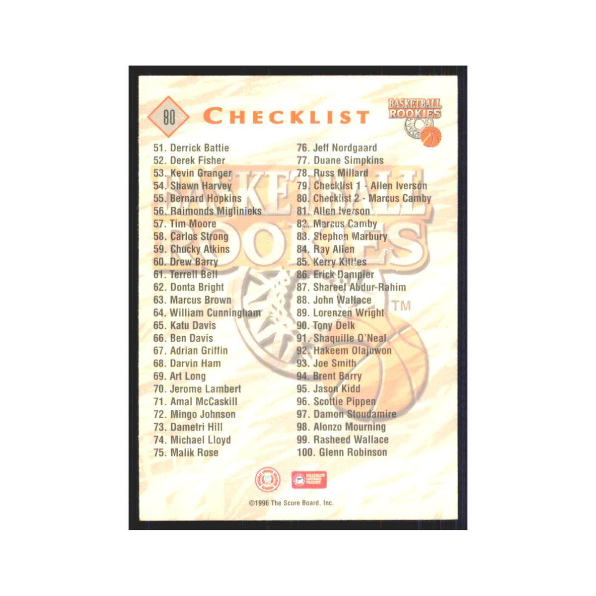 1996 Score Board Marcus Camby RC #80