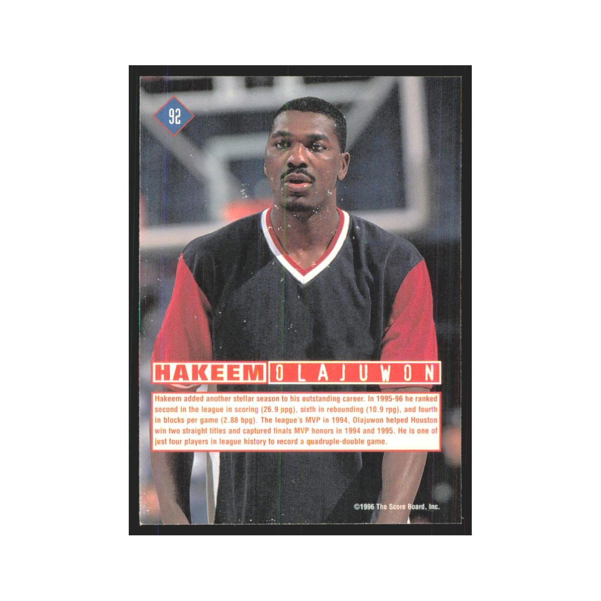 1996 Score Board Hakeem Olajuwon #92