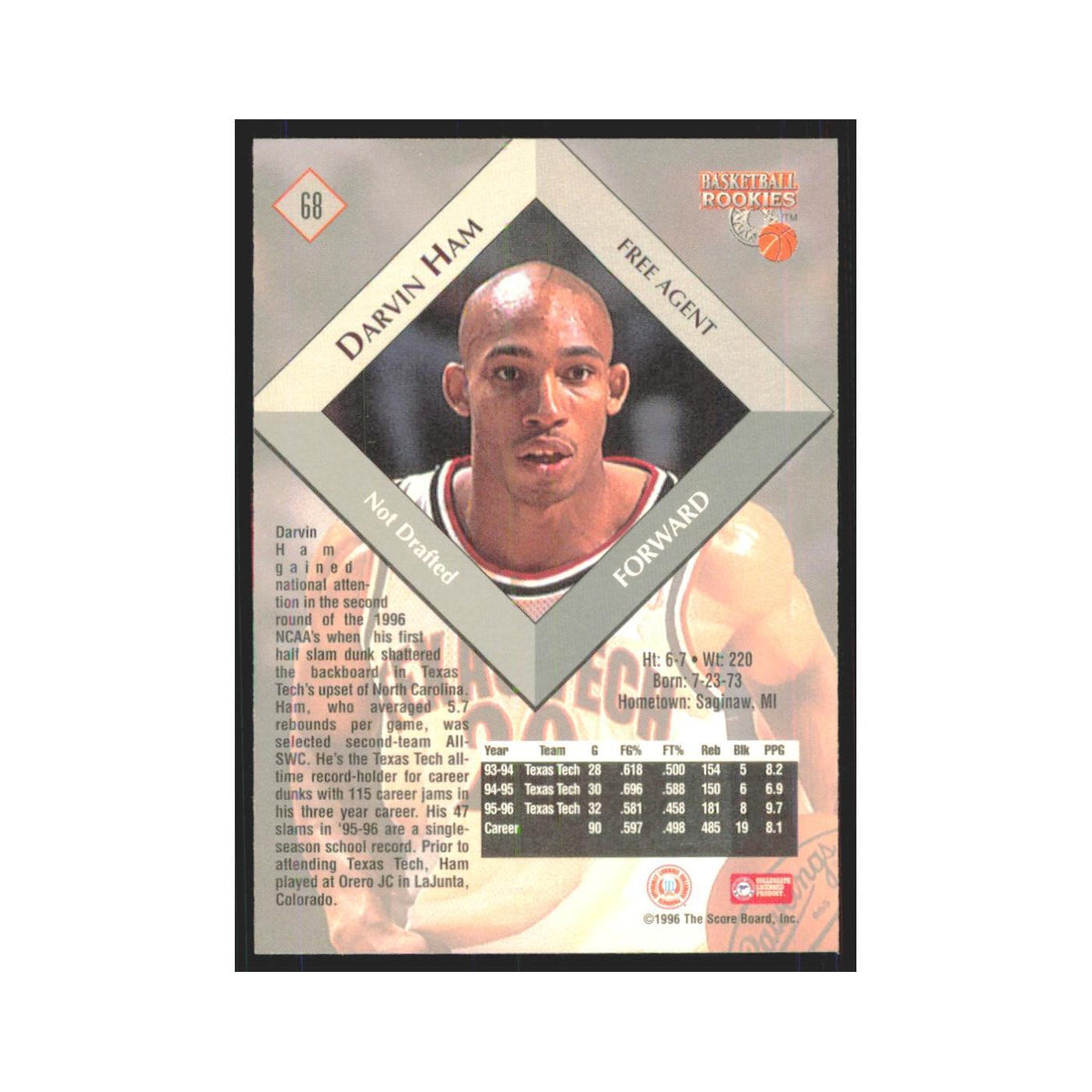 1996 Score Board Darvin Ham RC #68