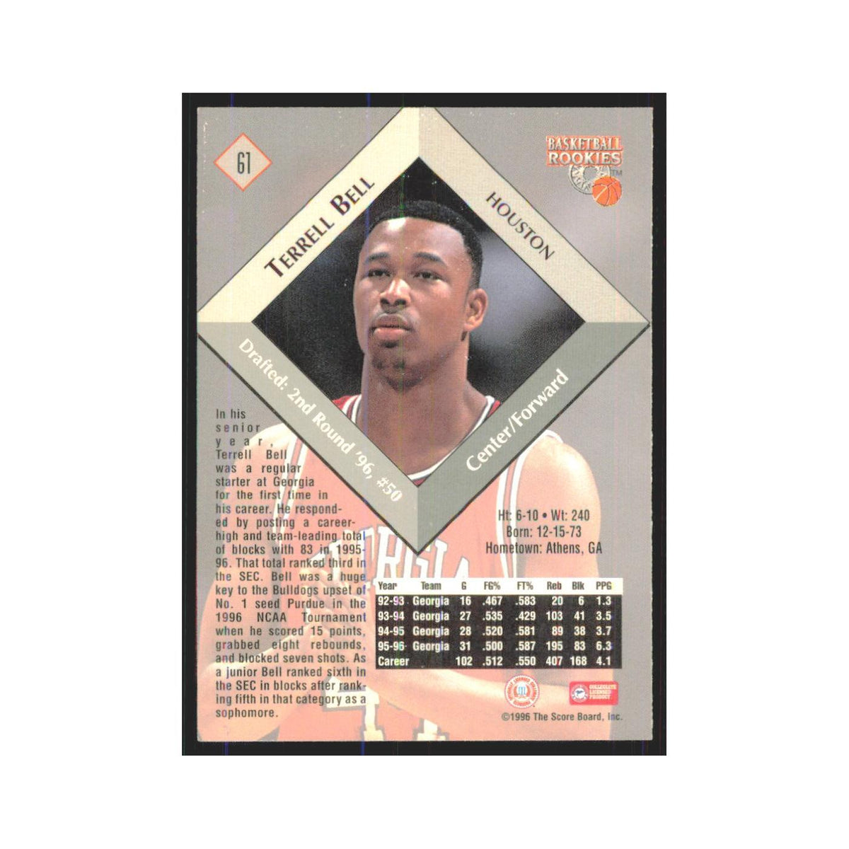 1996 Score Board Terrell Bell RC #61
