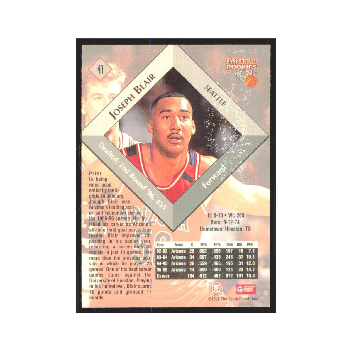 1996 Score Board Joseph Blair RC #41